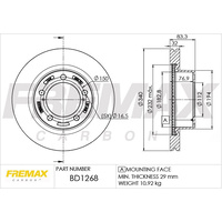 FREMAX BRAKE DISC FRONT BD-1268