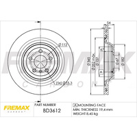 FREMAX DISC ROTORS REAR MERCEDES ML350 345MM 22ml thick BD-3612