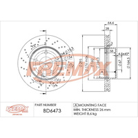 FREMAX BRAKE DISC ROTORS X DRILLED BD-6473