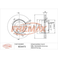 HR8047 Fremax Disc Rotors Front Mercedes W204 BD-6475