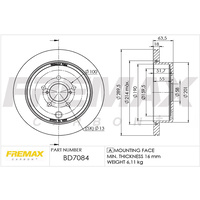 FREMAX BRAKE DISC REAR BD-7084