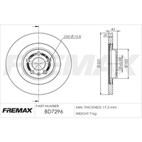 FREMAX DISC ROTORS VOLVO XC60/XC90 320MM VENTED BD-7296