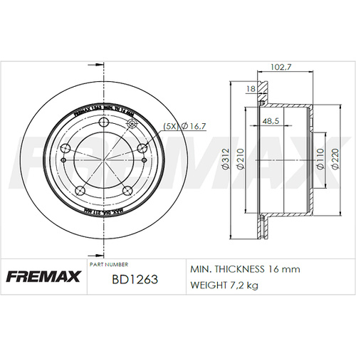 FREMAX BRAKE DISC REAR BD-1263