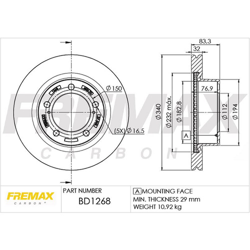 FREMAX BRAKE DISC FRONT BD-1268