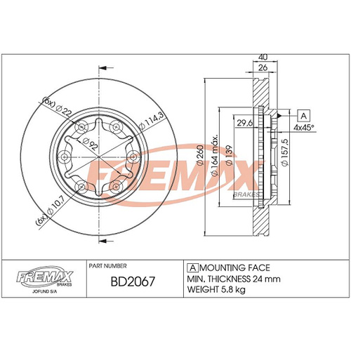 FREMAX BRAKE ROTORS BD-2067