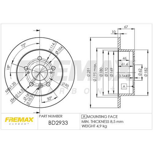 FREMAX BRAKE DISC REAR BD-2933