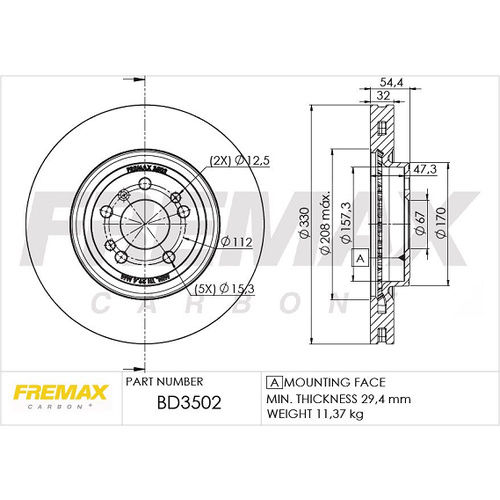 FREMAX Disc Rotors Front ML W166 Standard BD-3502