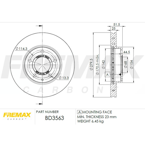 FREMAX DISC ROTORS MAZDA3 CX-3FRONT BD-3563