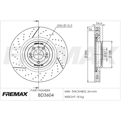 Merc AMG 390mm Front X Drilled /Slotted BD-3604