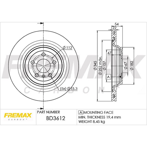 FREMAX DISC ROTORS REAR MERCEDES ML350 345MM 22ml thick BD-3612