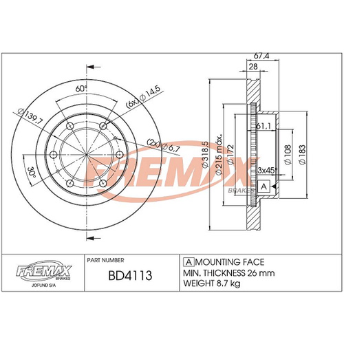 FREMAX BRAKE DISC FRONT BD-4113