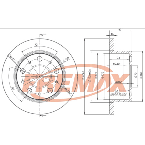 DISC ROTORS FIAT DUCATO REAR BD-4696