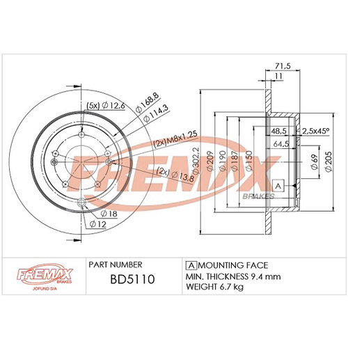 FREMAX BRAKE DISC REAR BD-5110