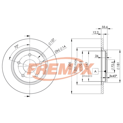 FREMAX BRAKE DISC REAR BD-5173