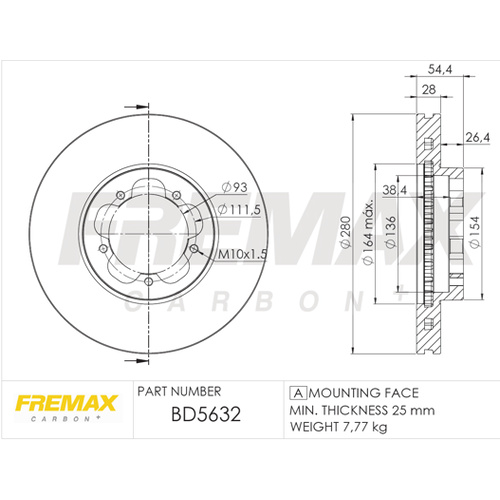 FREMAX DISC ROTORS FRONT FORD TRANSIT 280MM BD-5632