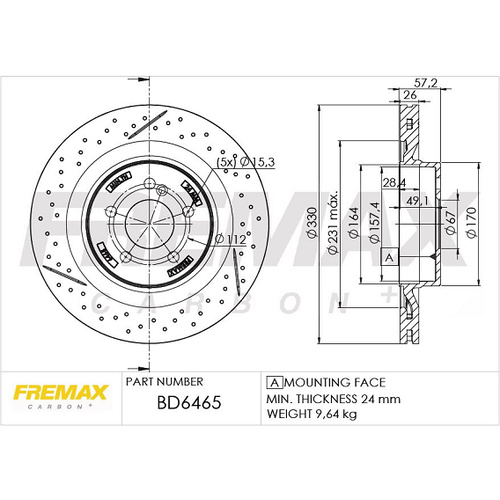 BRAKE DISC/ REAR C 63 /330MM BD-6465