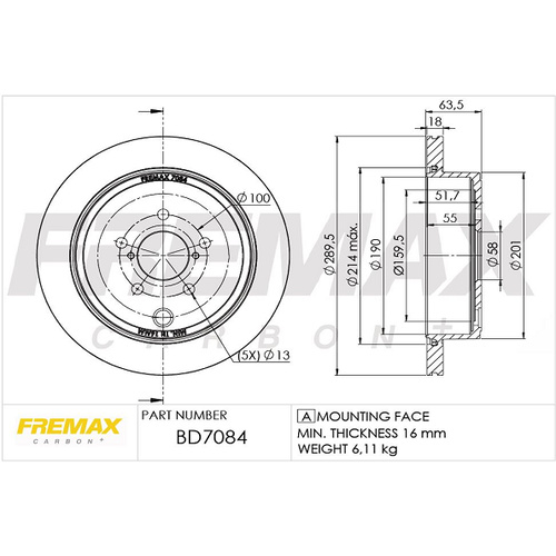 FREMAX BRAKE DISC REAR BD-7084