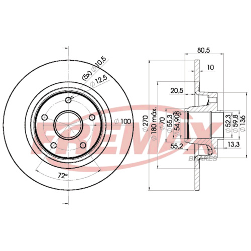 Fremax Disc Rotors Rear Renault w/ wheel bearing + ABS sensor ring BD-7898